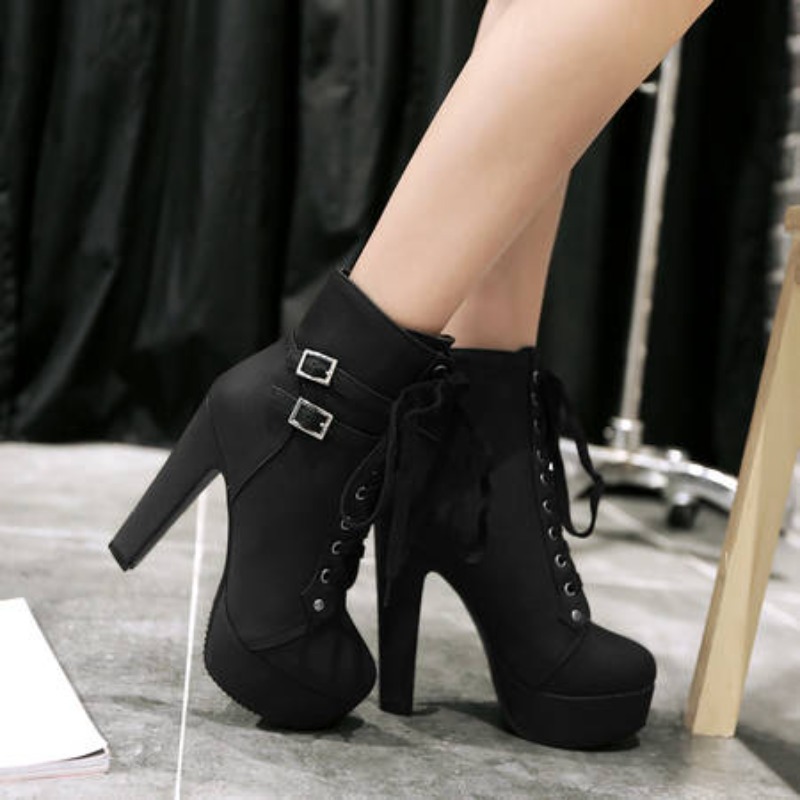 Sewing Fleece - Inverno feminino plataforma tornozelo botas 12cm