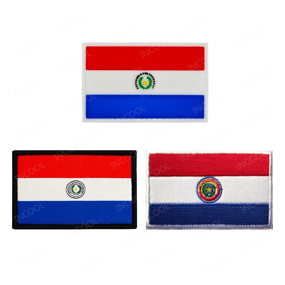Velcro Sew On - Bandeira do Paraguay bordada remendo de